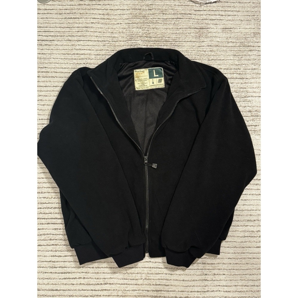 WearGuard Mens Large Black Fleece Jacket Full Zip Workwear Lightweight Coat